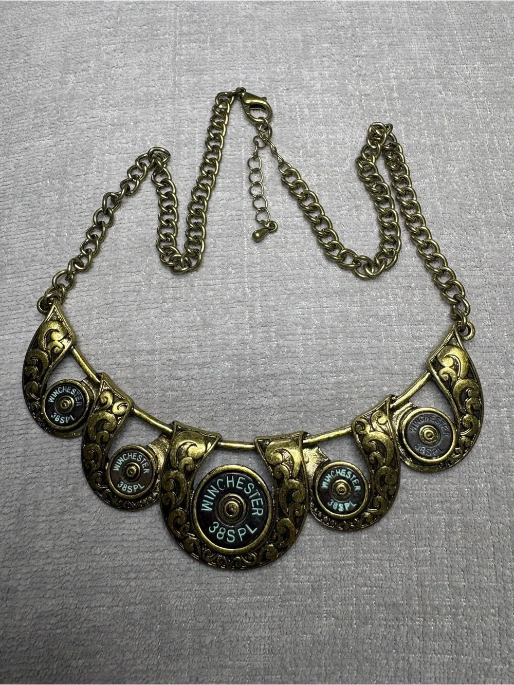 Necklace Western Steampunk Bullet Winchester Brass Statement Collar